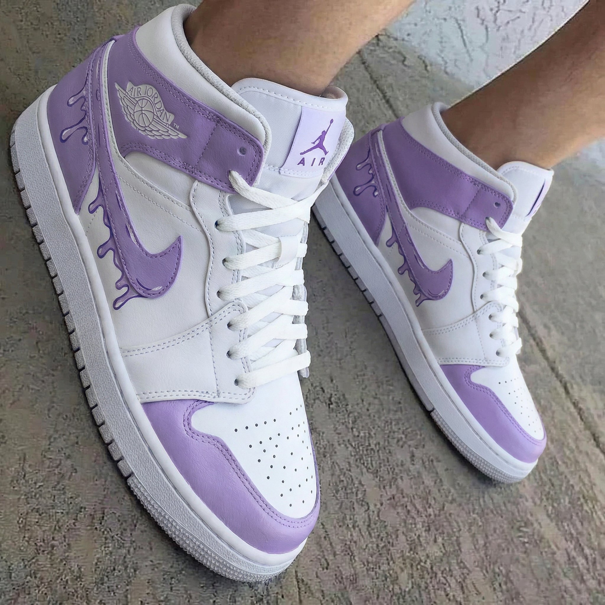 Drip White Light Purple Custom Air Jordan 1