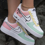 Dripping Cartoon Baby Pink Mint Green Yellow Custom Air Force 1