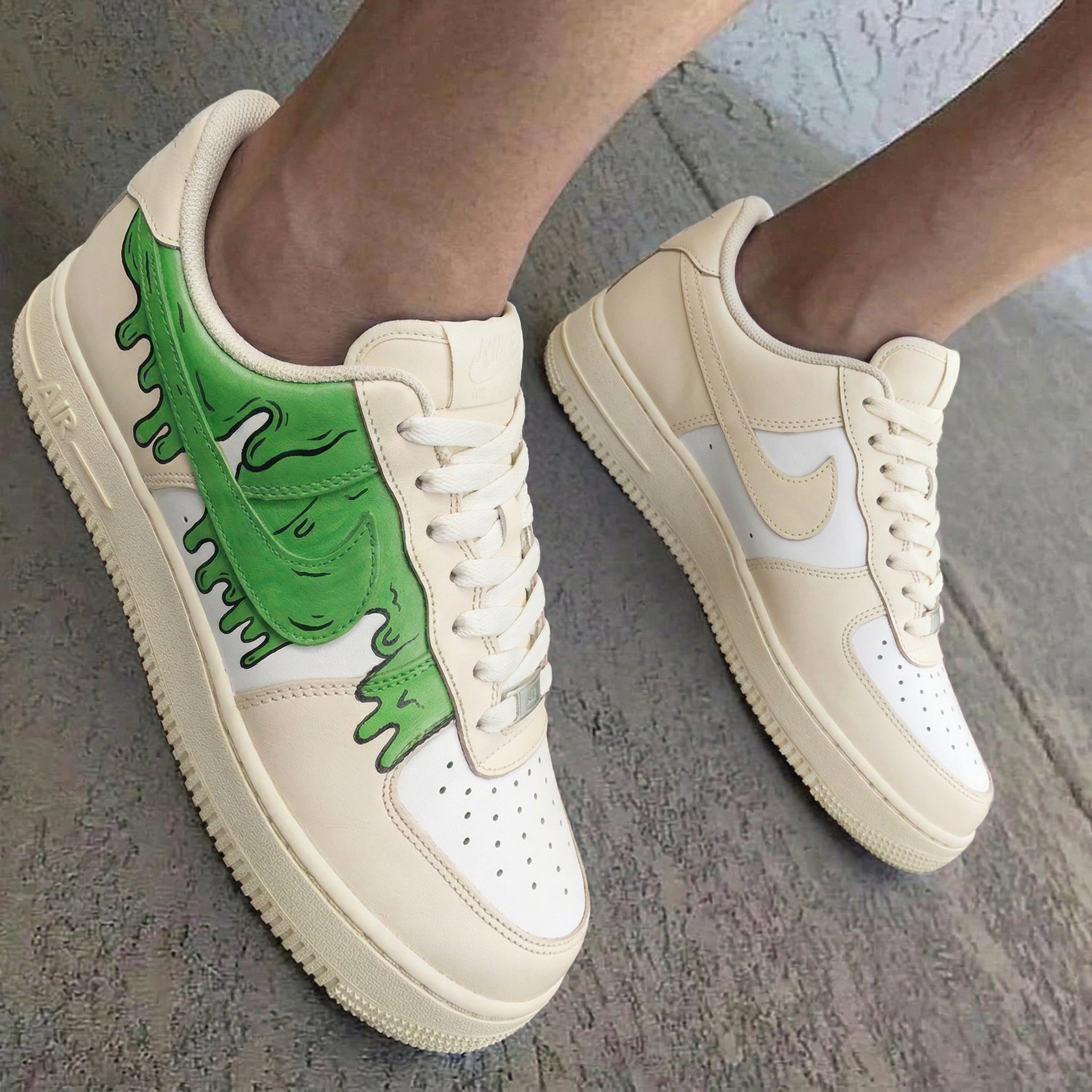 Dripping Green Swoosh Cream Green Custom Air Force 1