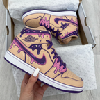 Dripping Ice - Cream Pattern Beige Pink Custom Air Jordan 1