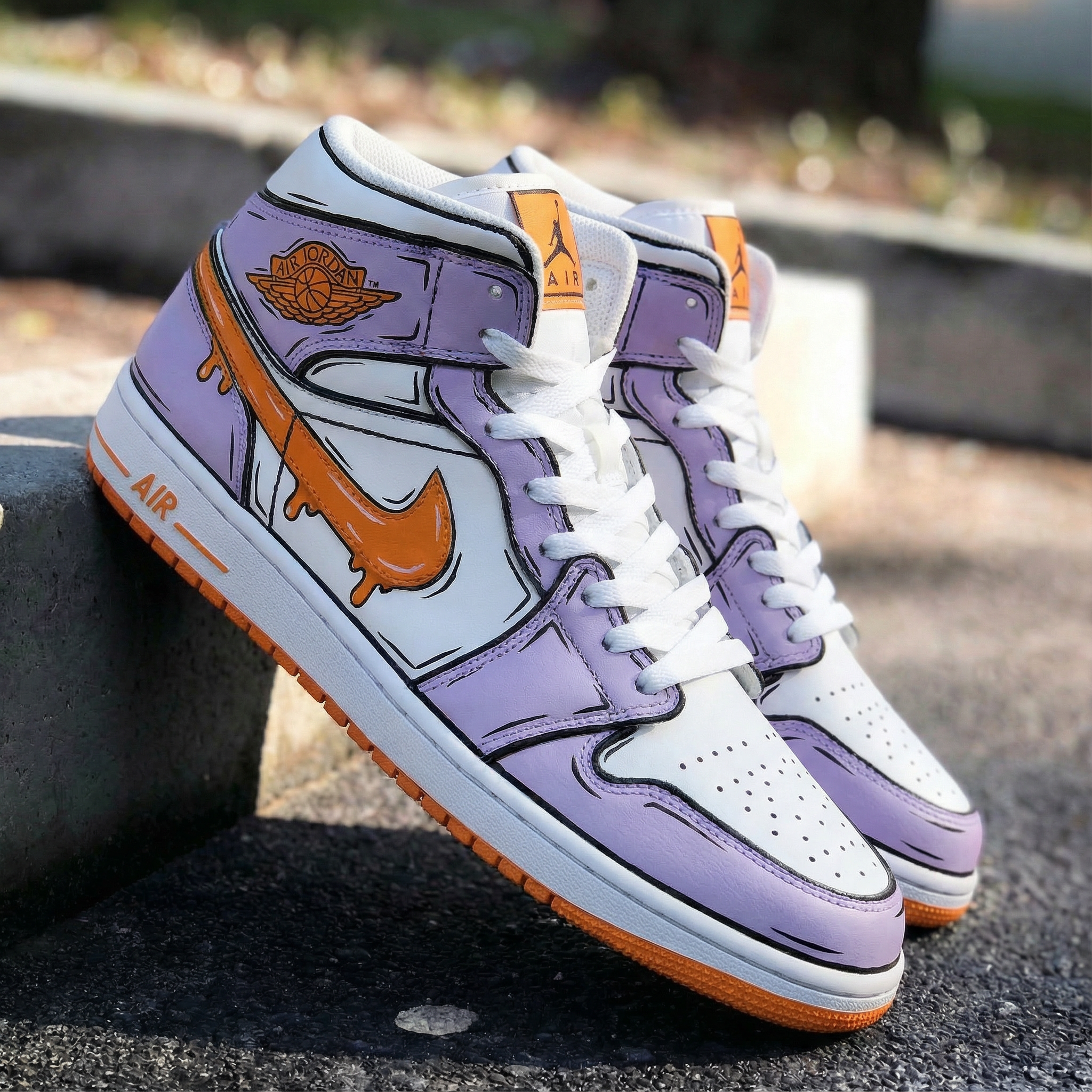 Dripping - Logo Pattern Lilac Orange Custom Air Jordan 1