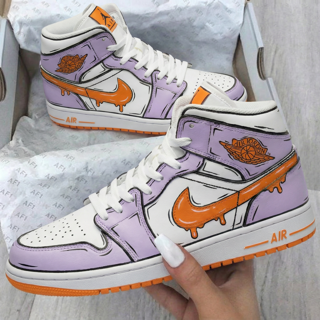 Dripping - Logo Pattern Lilac Orange Custom Air Jordan 1