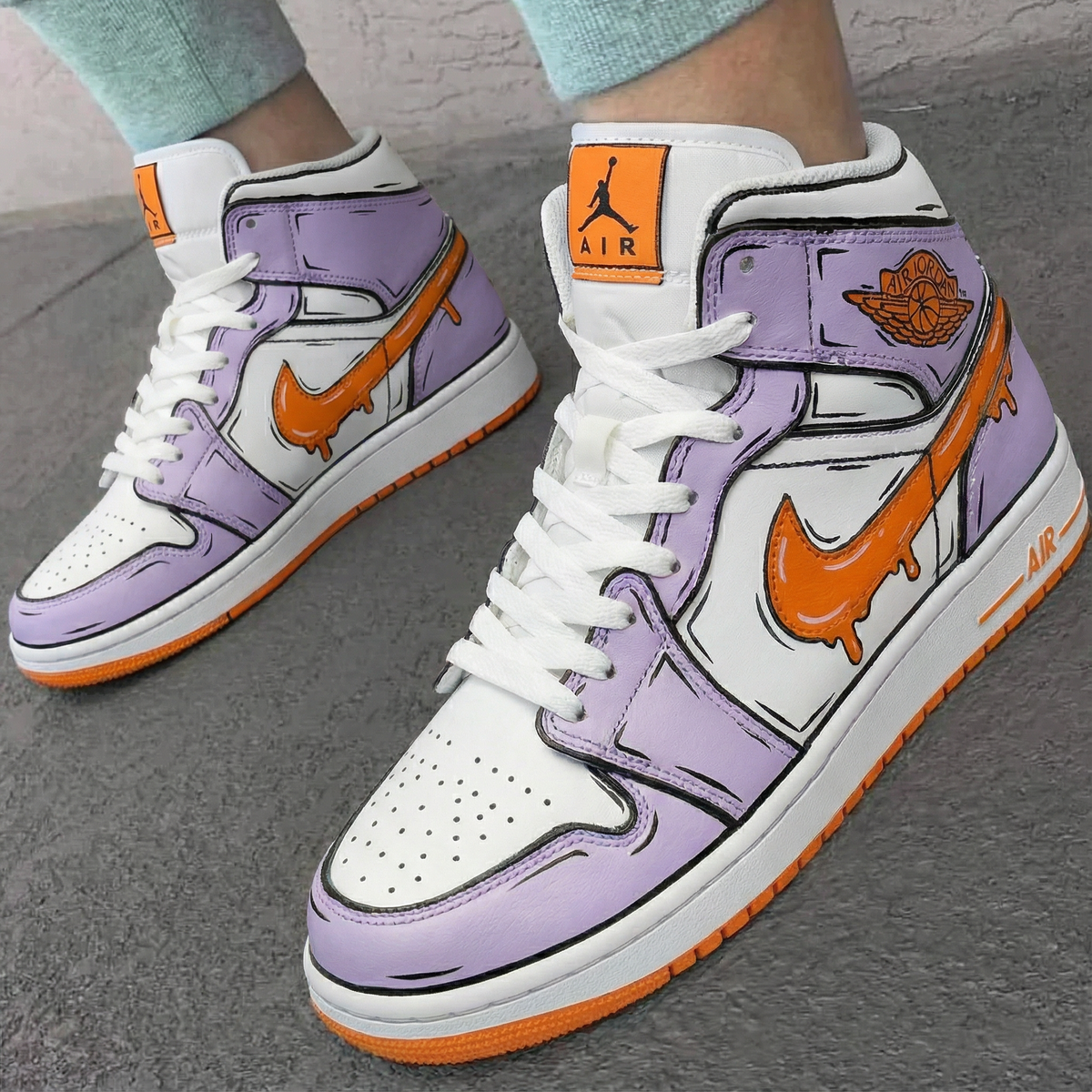 Dripping - Logo Pattern Lilac Orange Custom Air Jordan 1