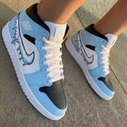 Dripping Swoosh Baby Blue Black Custom Air Jordan 1