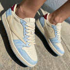 Dual Swoosh Baby Blue Burgundy Travis Scott Custom Air Jordan 1