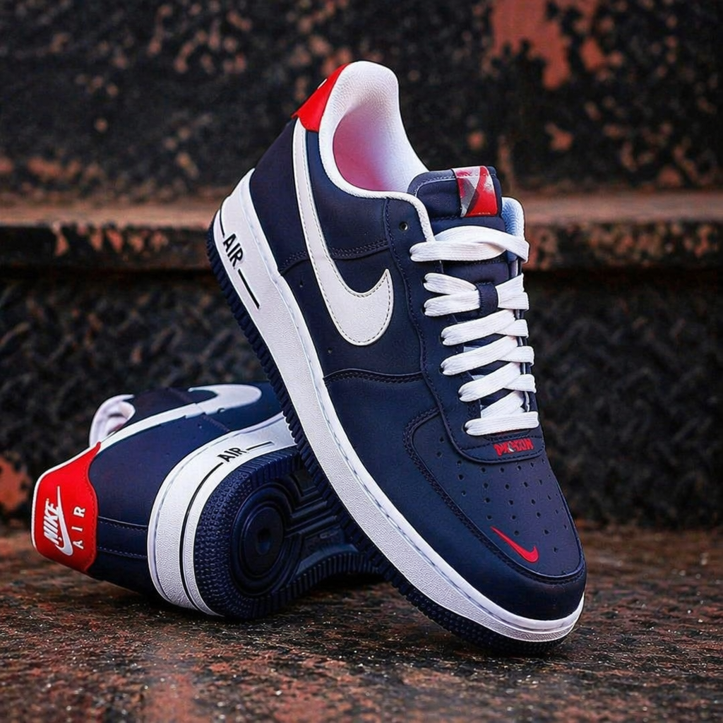 Hand Painted Navy Red Custom Air Force 1 Sneakers