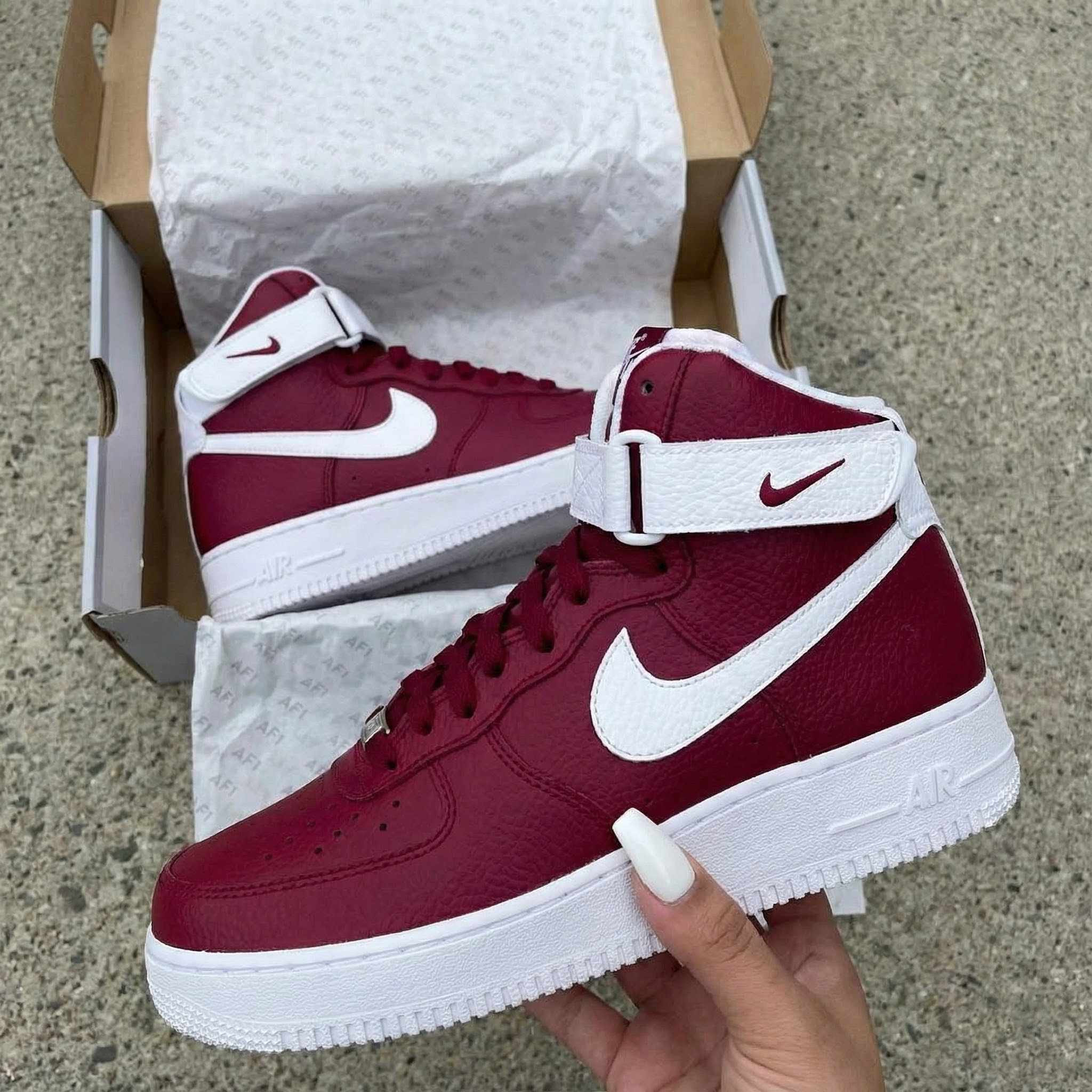 Elegant Maroon White Custom Air Force 1