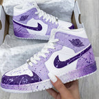 Energetic Light Lavender Purple Splatter Pattern Custom Air Jordan 1