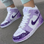 Energetic Light Lavender Purple Splatter Pattern Custom Air Jordan 1