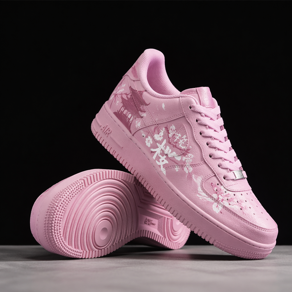 Custom Pink Hand Painted Air Force 1 Sneakers