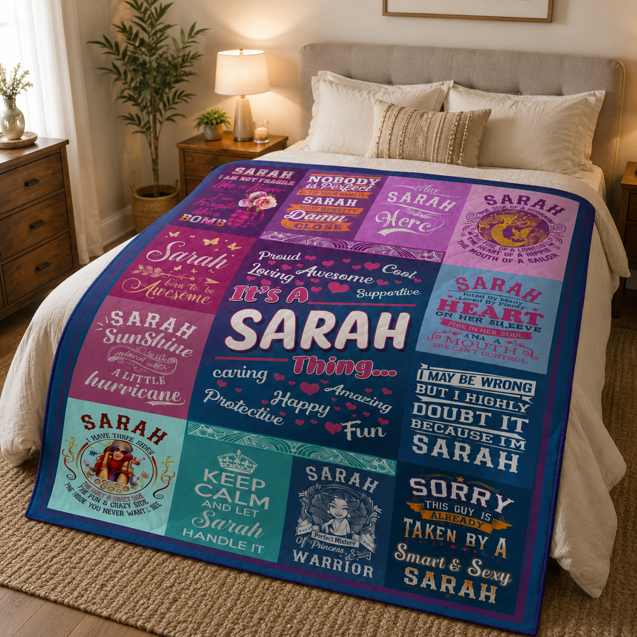 Sarah Premium Sheepskin Blanket - Personalized “It’s A Sarah Thing” Gift