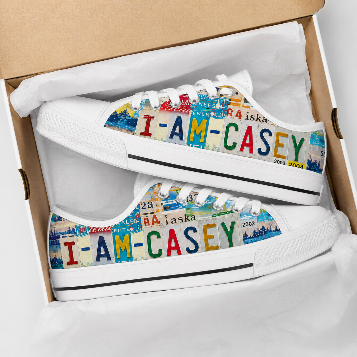 Casey License Plate Low Top Shoes – Personalized Custom Name Gift