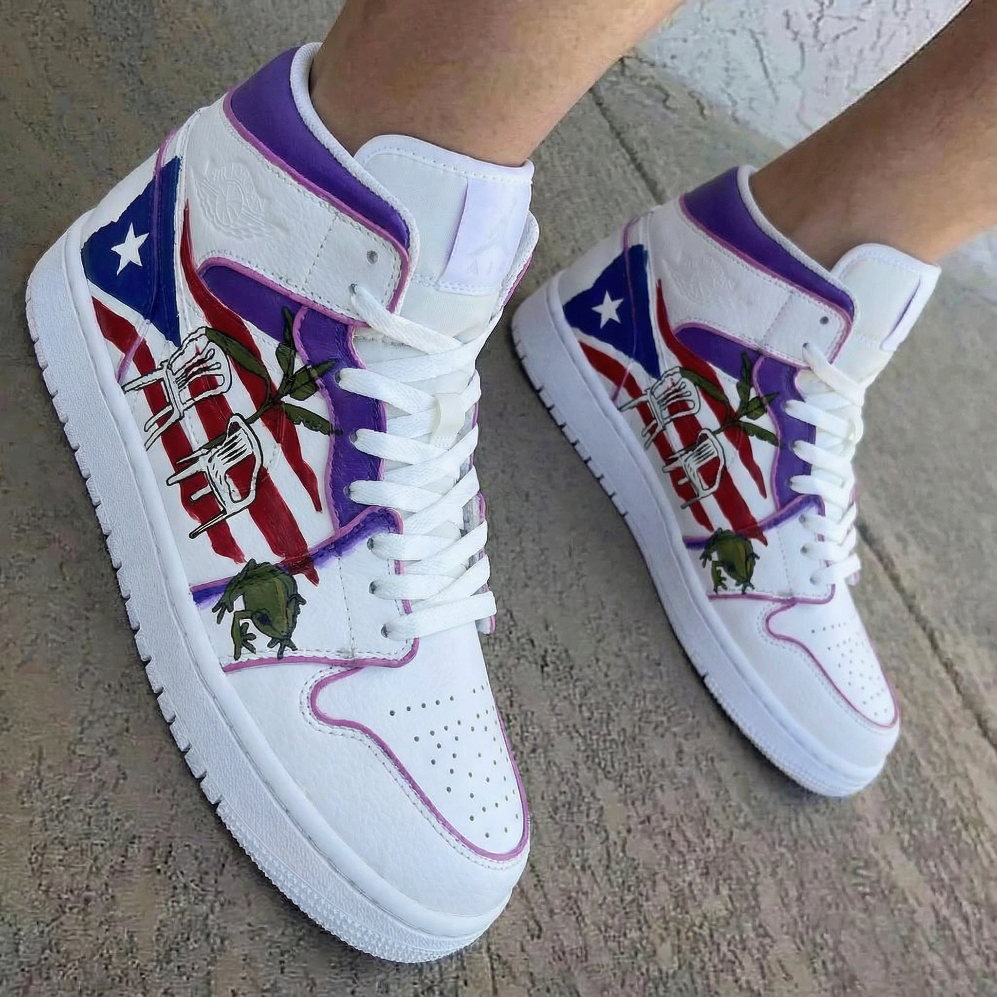 Flag Plant Frog Pattern Purple Custom Air Jordan 1