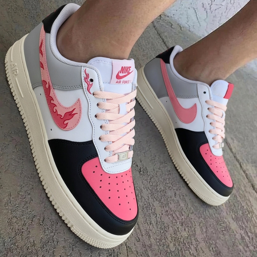 Flame Baby Pink Black Custom Air Force 1