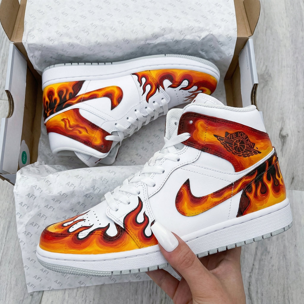 Flame Design Orange Red Custom Air Jordan 1