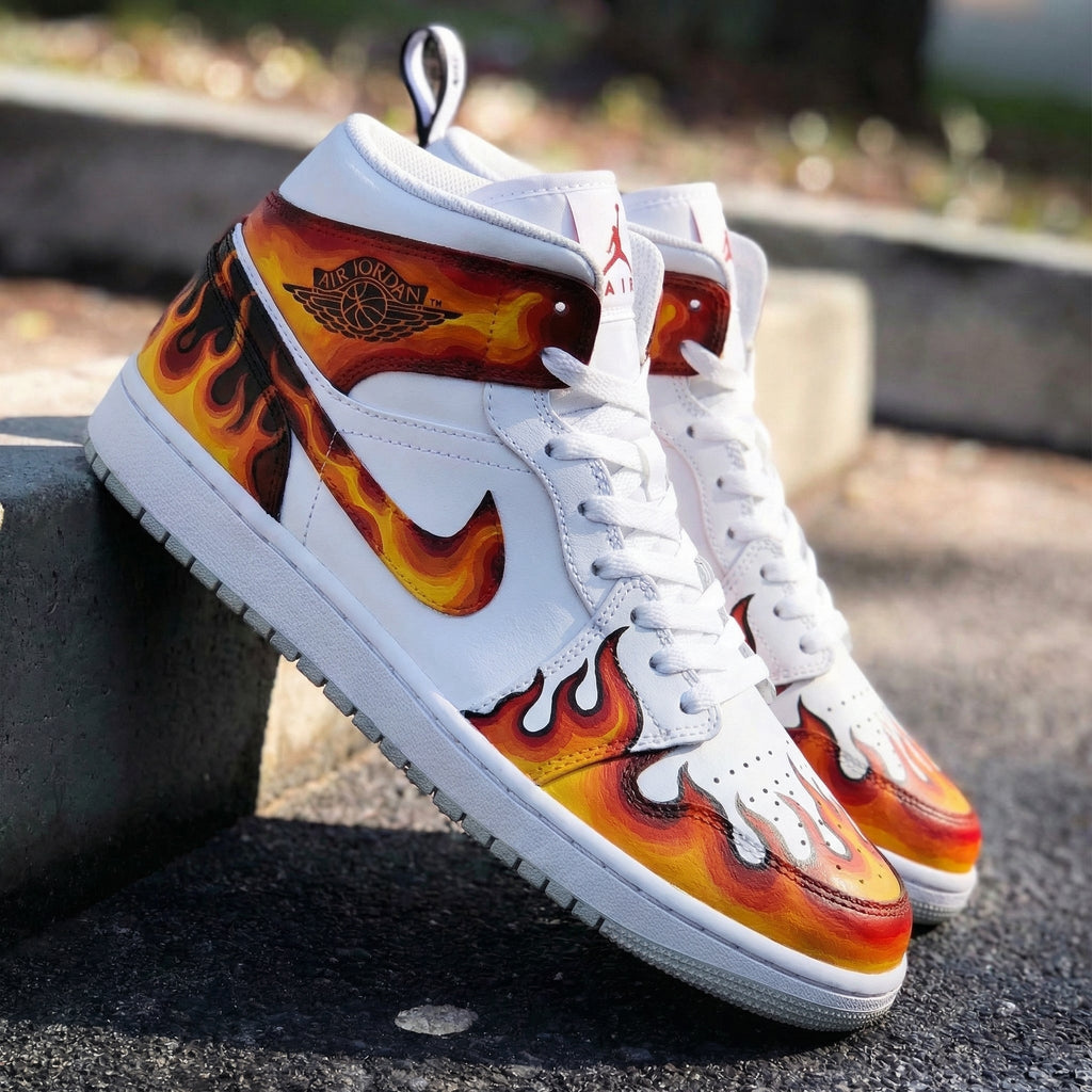 Flame Design Orange Red Custom Air Jordan 1