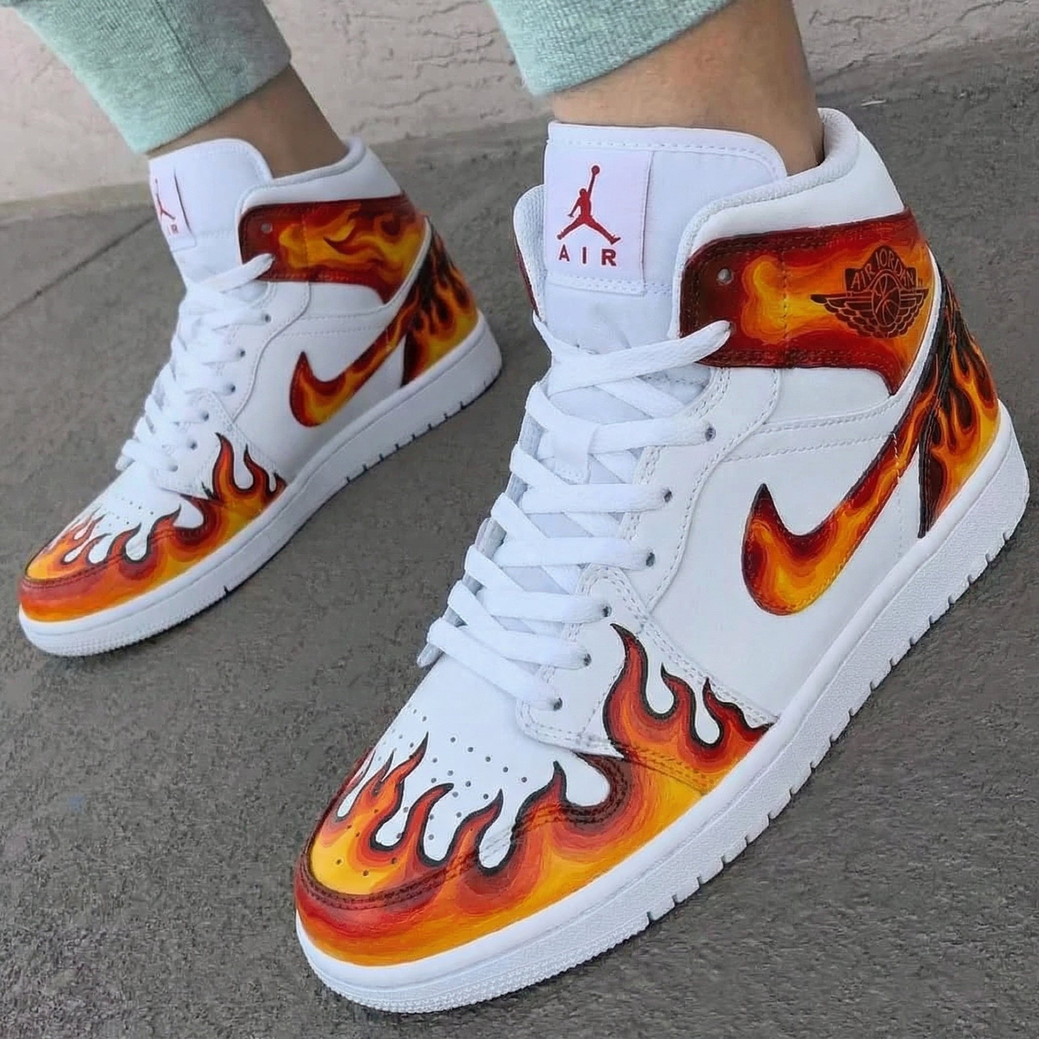 Flame Design Orange Red Custom Air Jordan 1