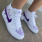 Flame Drip White Purple Custom Air Jordan 1