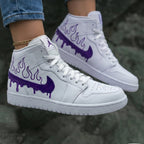 Flame Drip White Purple Custom Air Jordan 1