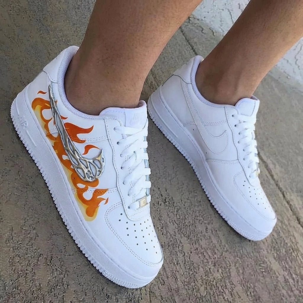 Flame Molten Metal Wing Orange Custom Air Force 1