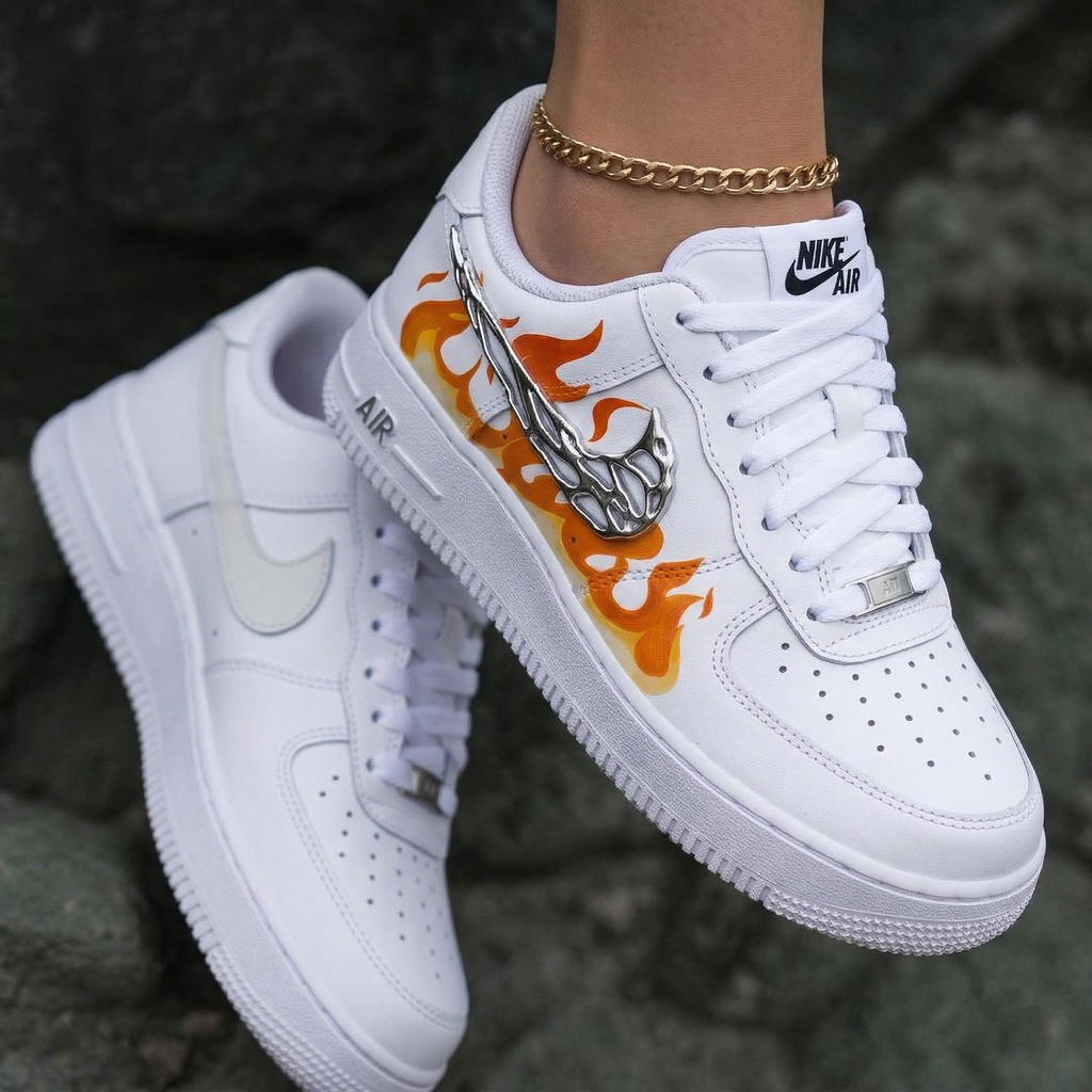 Flame Molten Metal Wing Orange Custom Air Force 1
