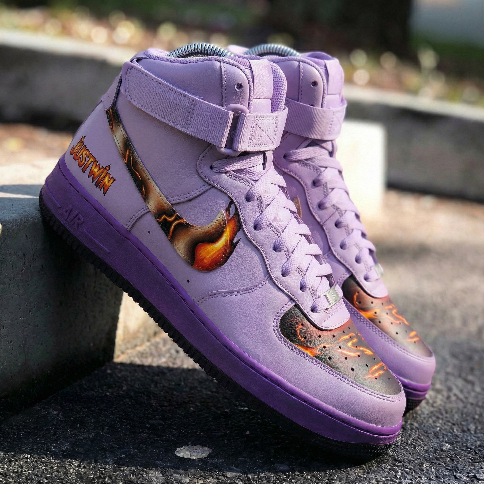 Flame Pattern Baby Purple Custom Air Force 1