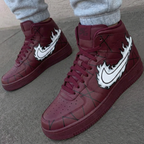 Flame Pattern Burgundy White Custom Air Force 1