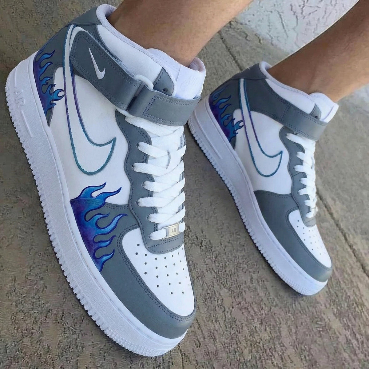 Flame Pattern Gray Blue Custom Air Force 1