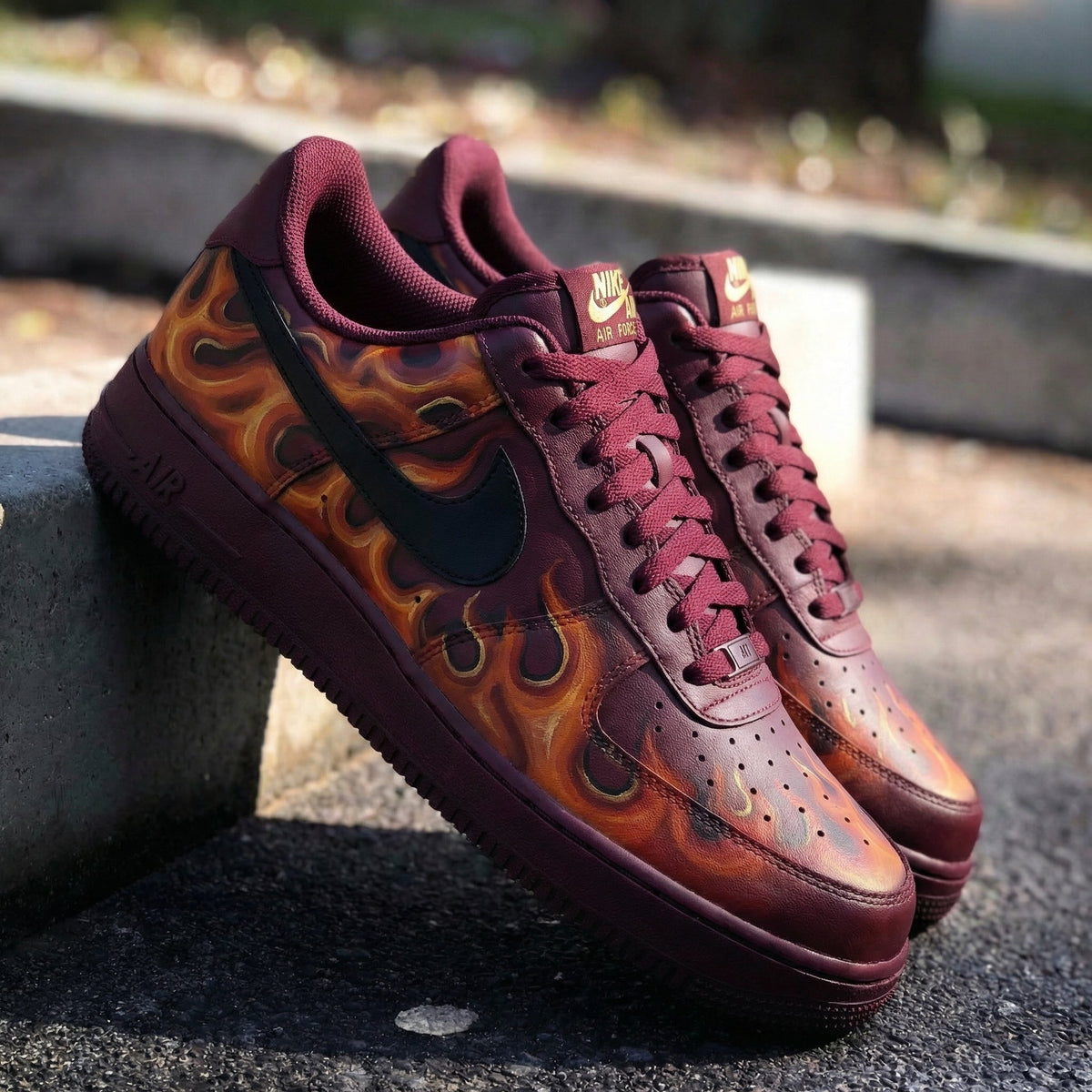 Flame Pattern Maroon Custom Air Force 1