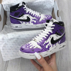 Flame Pattern Purple Black Custom Air Force 1