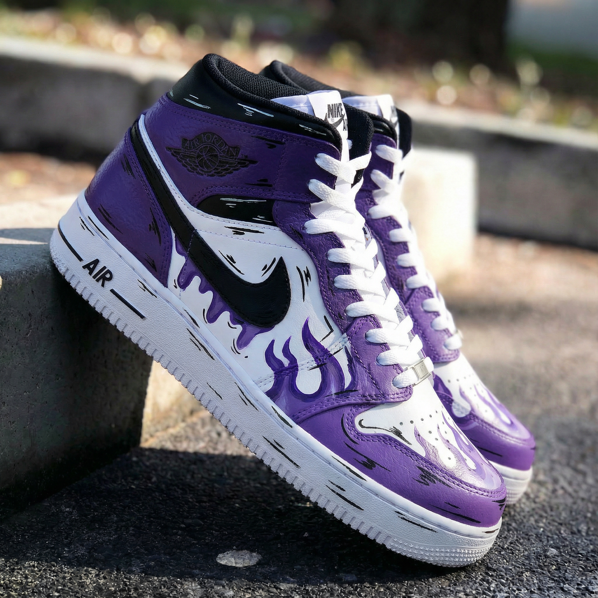 Flame Pattern Purple Black Custom Air Force 1