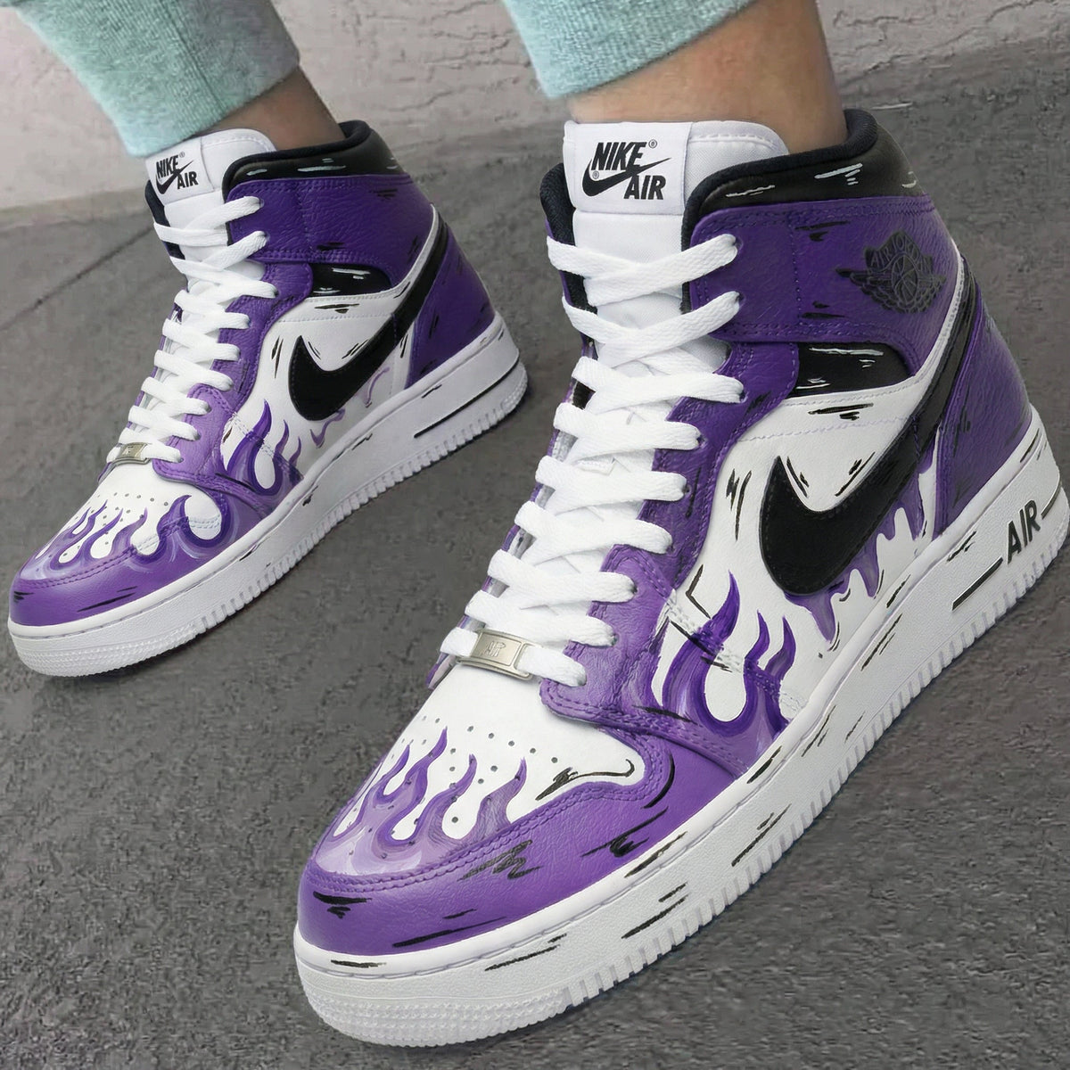 Flame Pattern Purple Black Custom Air Force 1
