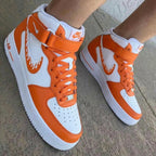 Flame Swoosh White Orange Custom Air Force 1