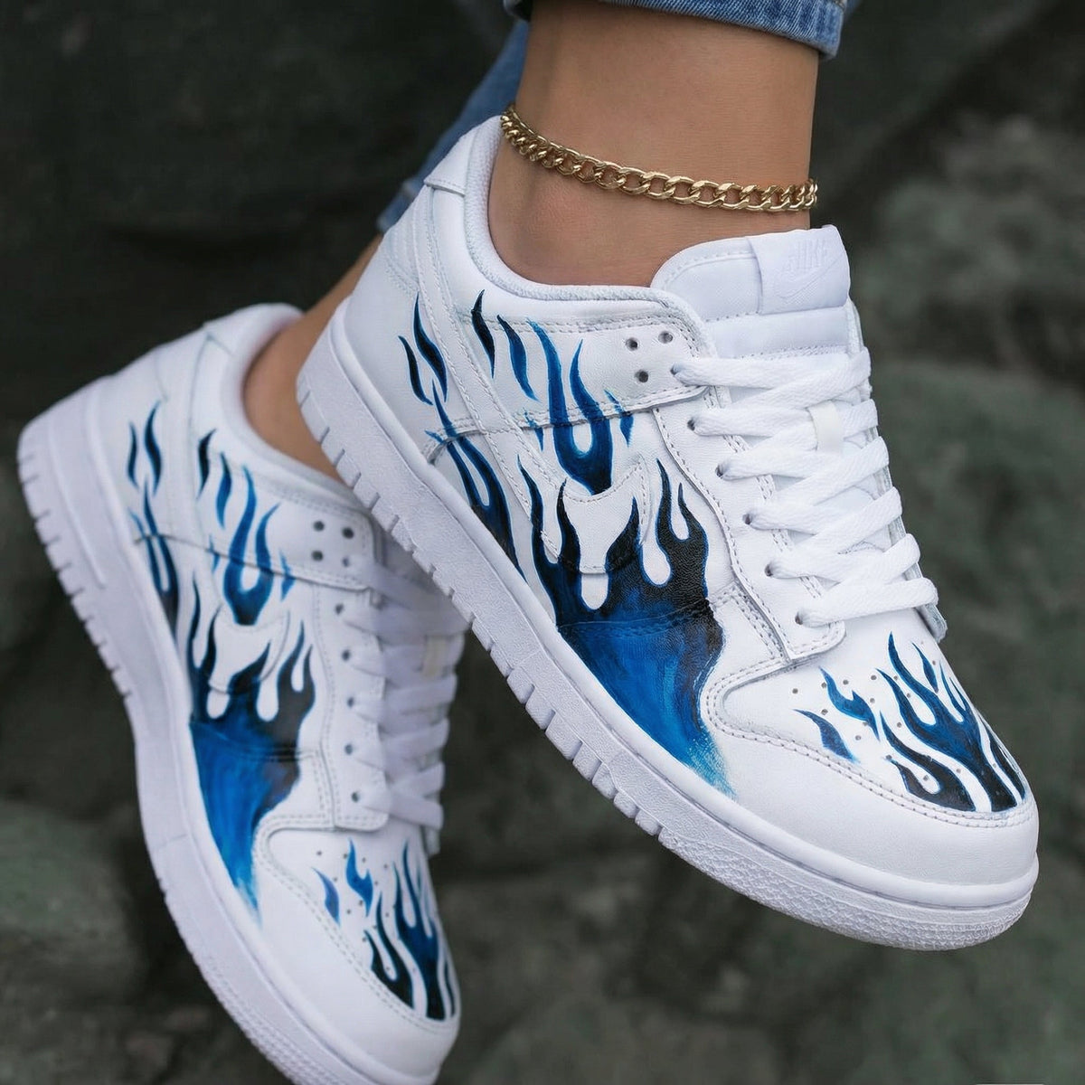 Flames Blue Black Custom Dunk