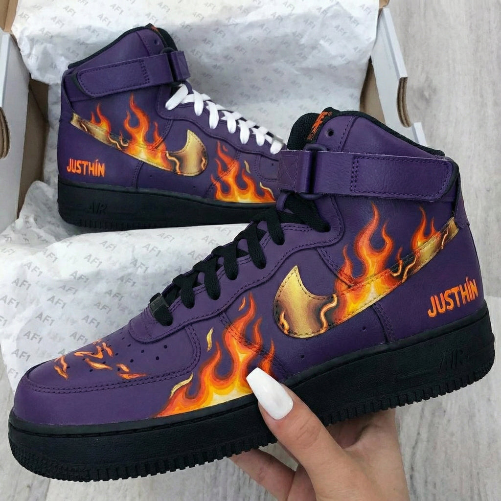 Flames Pattern Purple Custom Air Force 1