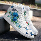 Floral Butterflies Blue Red Custom Air Jordan 1
