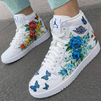 Floral Butterflies Blue Red Custom Air Jordan 1
