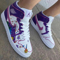 Floral Cartoon Pattern Purple Pink Custom Air Jordan 1