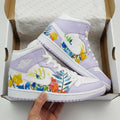 Floral Pattern Baby Purple And White Custom Air Jordan 1