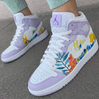 Floral Pattern Baby Purple And White Custom Air Jordan 1