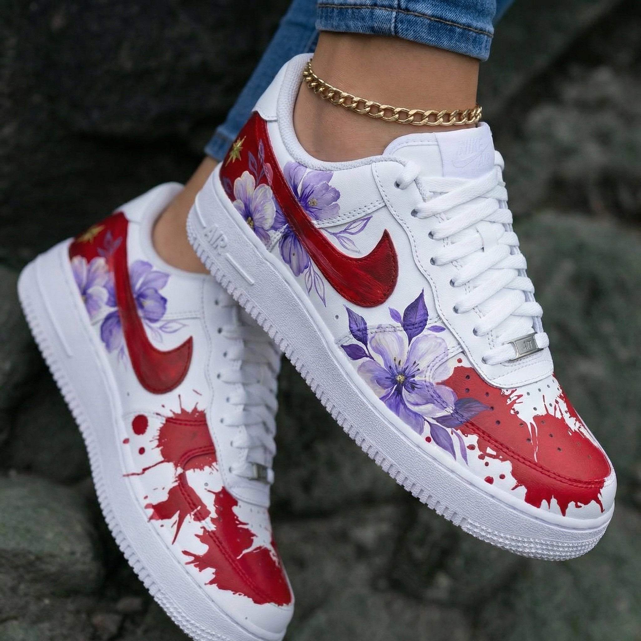 Floral Red Purple Custom Air Force 1