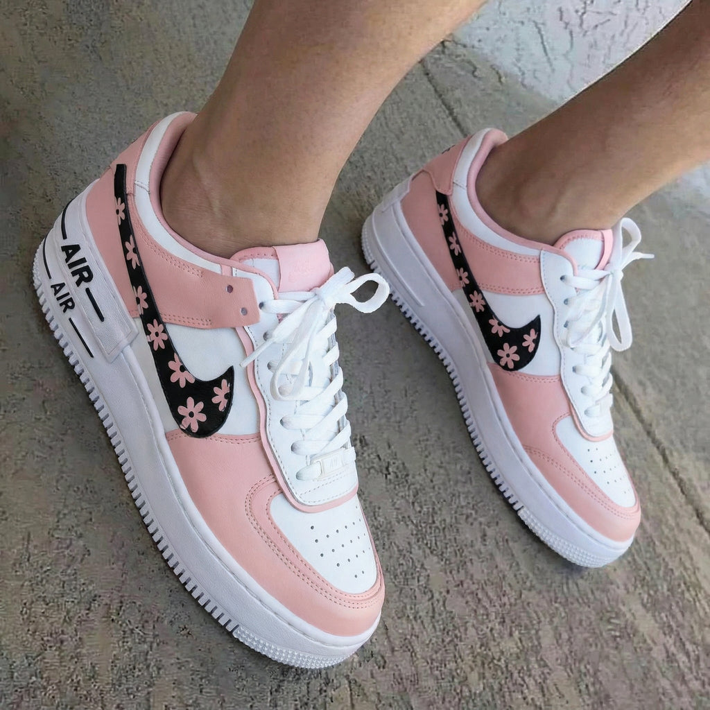 Flower Pattern Baby Pink White Custom Air Force 1