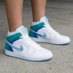 Flowers Teal Baby Blue Custom Air Jordan 1
