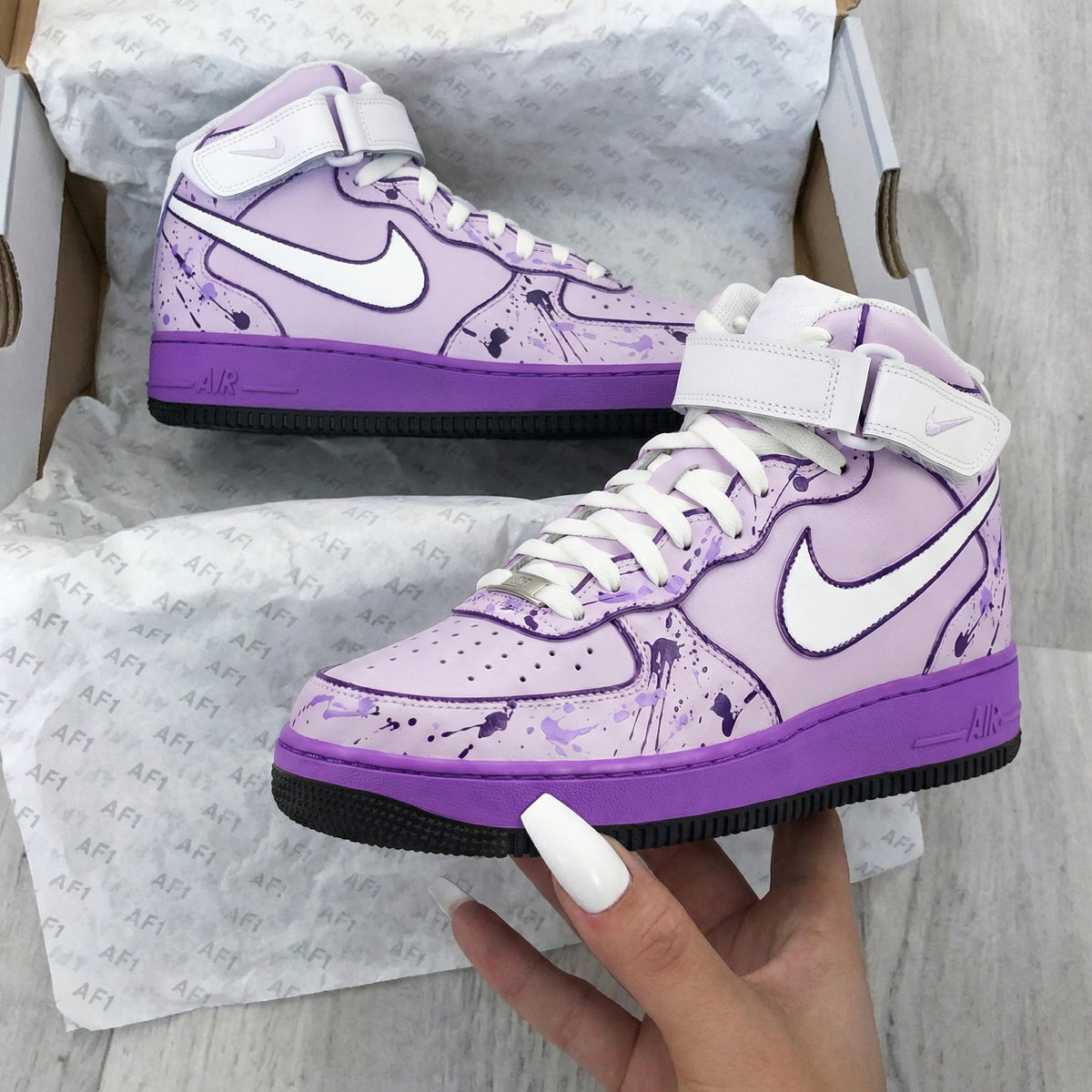 Fresh Dreamy Baby Purple Splatter Print Custom Air Force 1