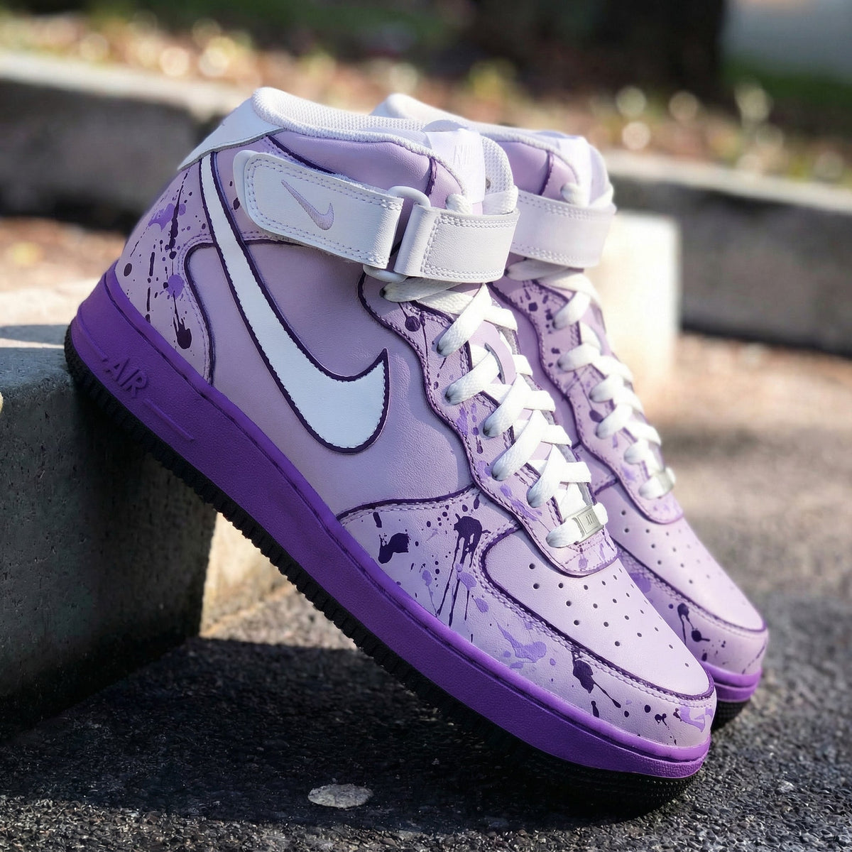 Fresh Dreamy Baby Purple Splatter Print Custom Air Force 1