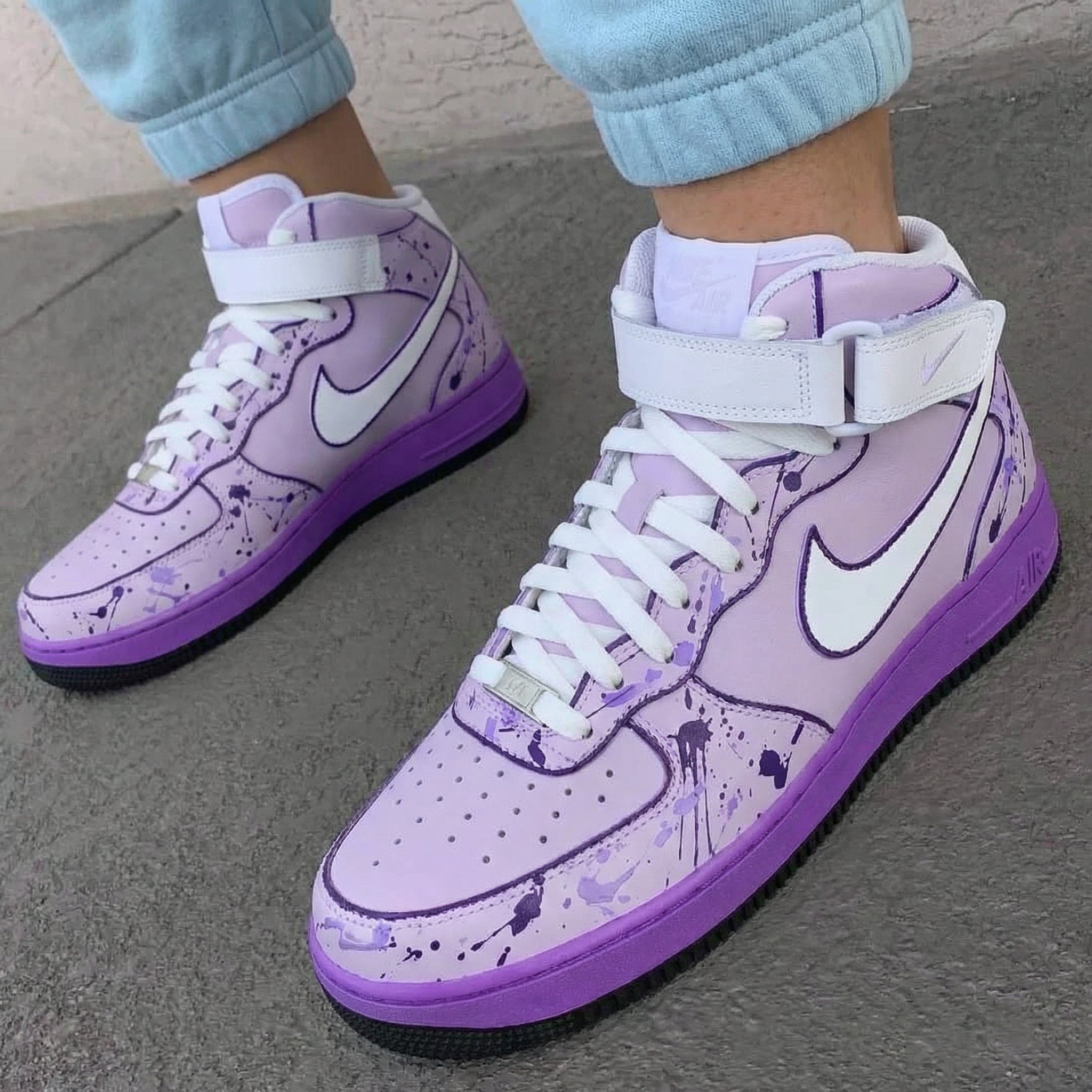 Fresh Dreamy Baby Purple Splatter Print Custom Air Force 1