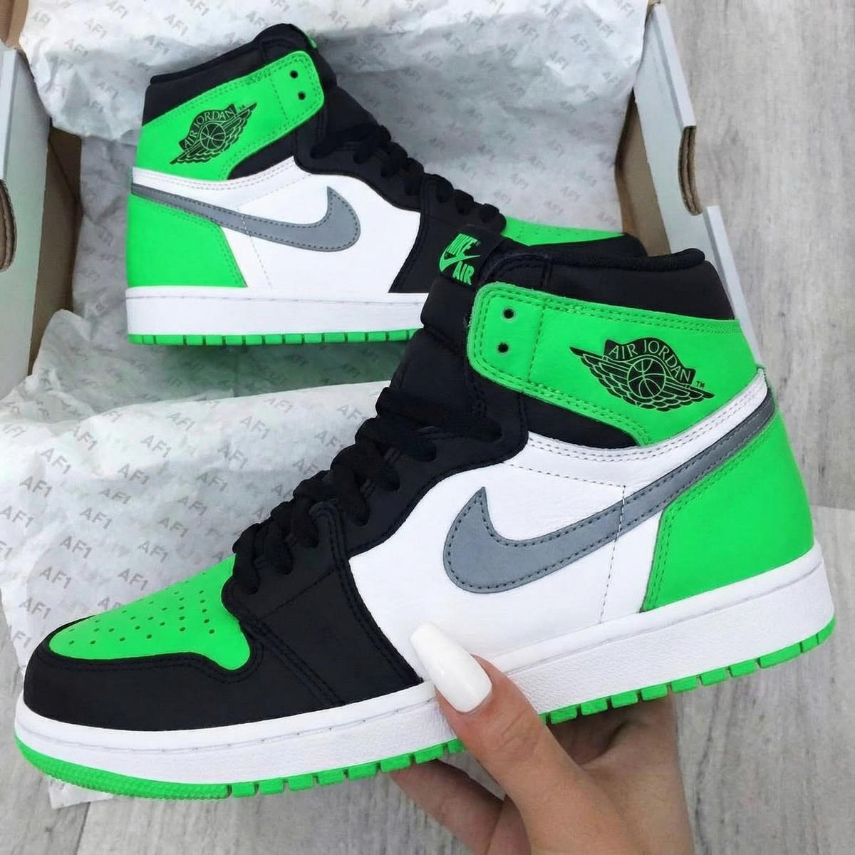 Fresh Pine Green Black White Custom Air Jordan 1