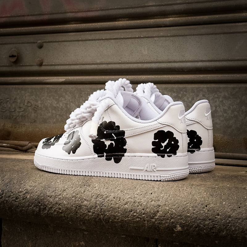 Custom Hand Painted Black Floral Air Force 1 Sneakers