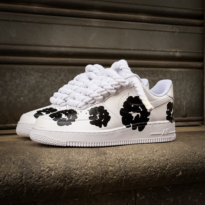 Custom Hand Painted Black Floral Air Force 1 Sneakers