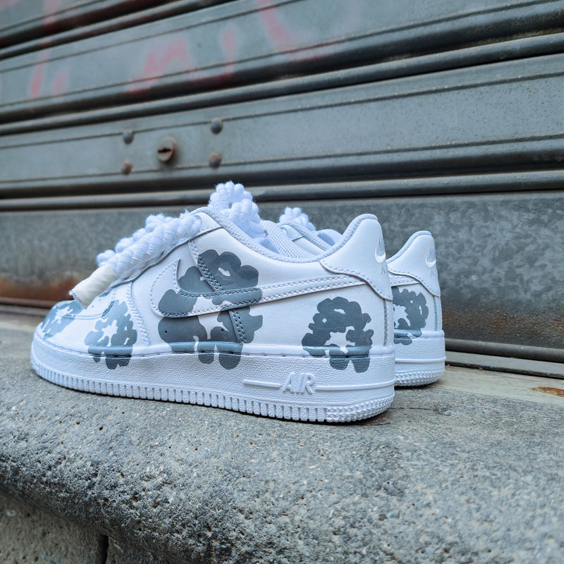 Hand Painted Gray Flower Custom Air Force 1 Sneakers